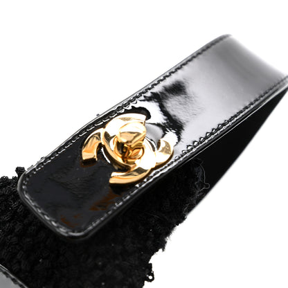 Chanel Tweed Patent Cap Toe Ballerina Flats 37.5 Black 10 of 11