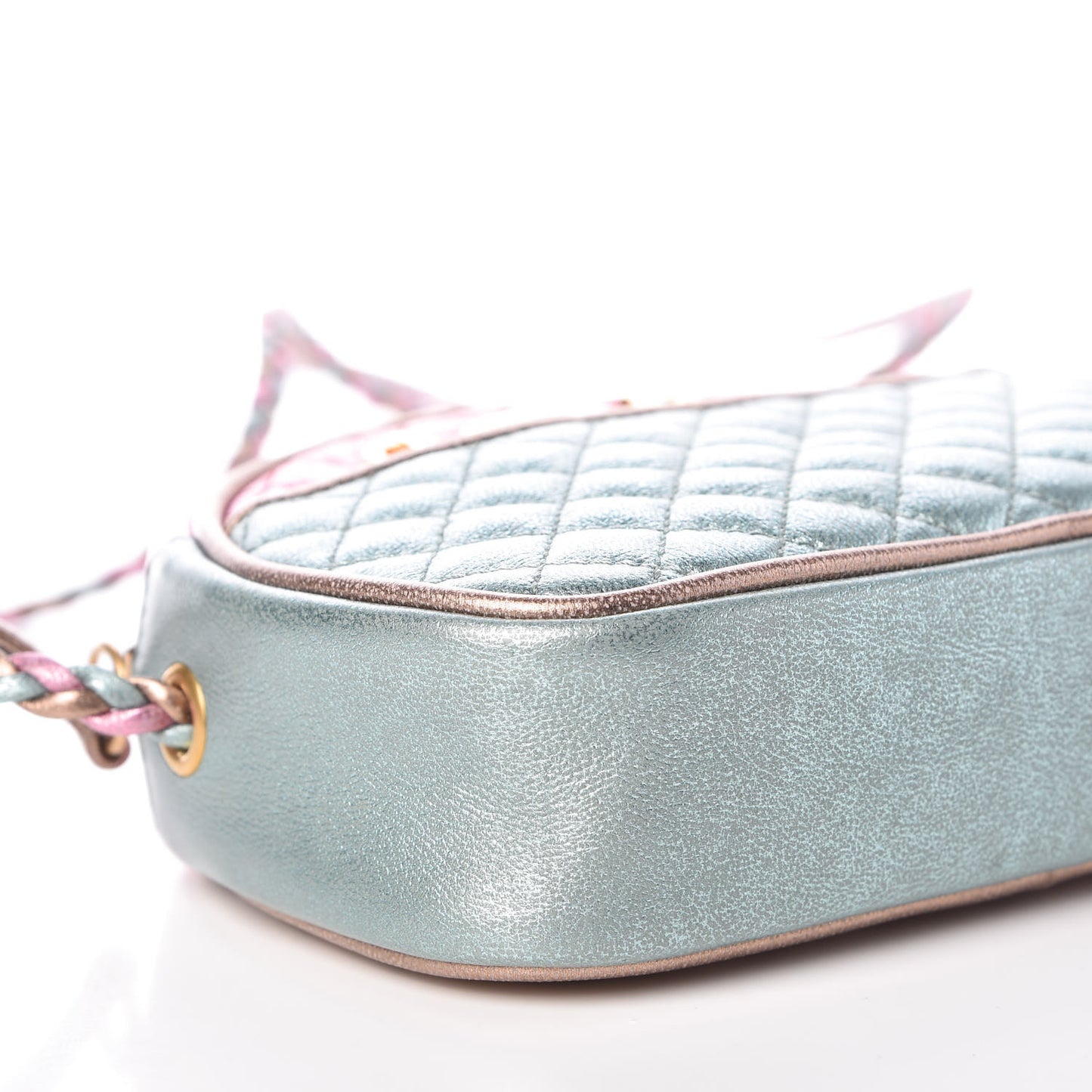 Laminated Nappa Trapuntata Mini Zumi Dome Shoulder Bag Rosa Lago Rame