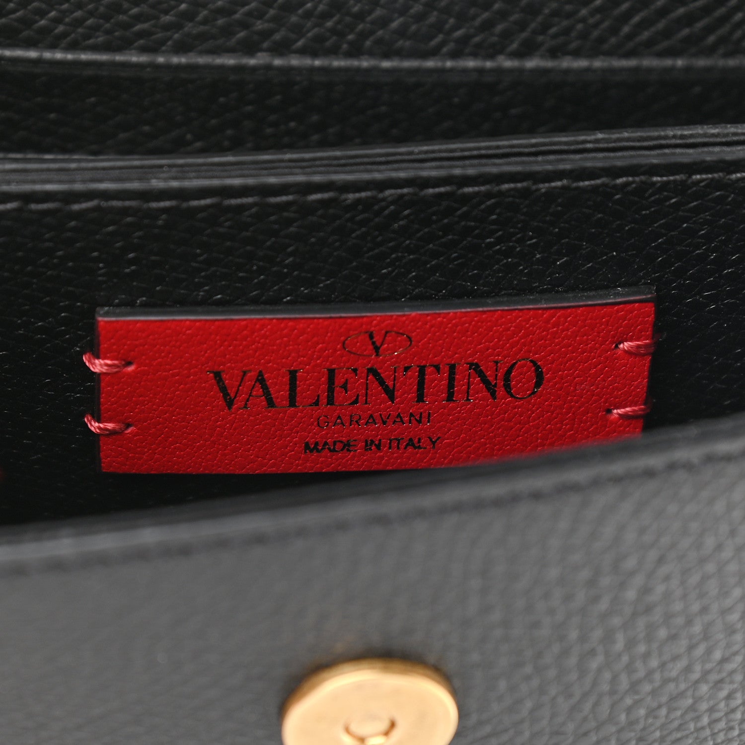 Valentino Garavani Grainy Calfskin Vlogo Compact Wallet with Chain Black 6 of 8