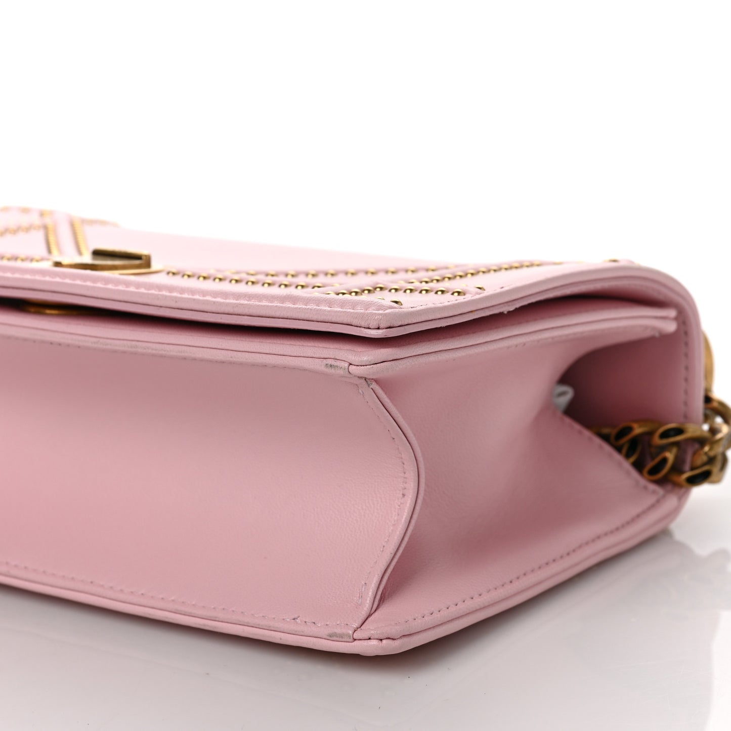 Lambskin Studded Small Diorama Flap Bag Baby Pink