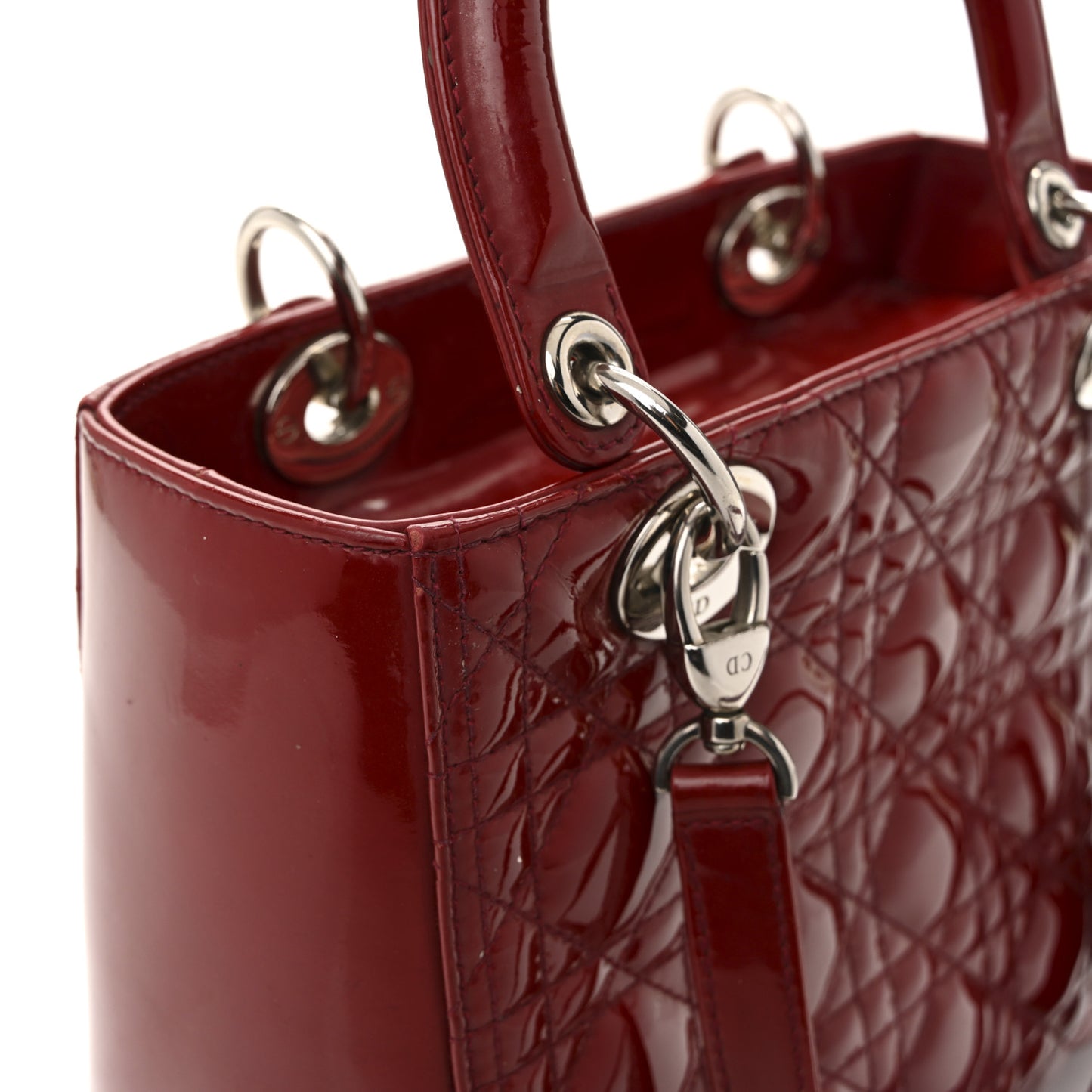 Patent Cannage Medium Lady Dior Red