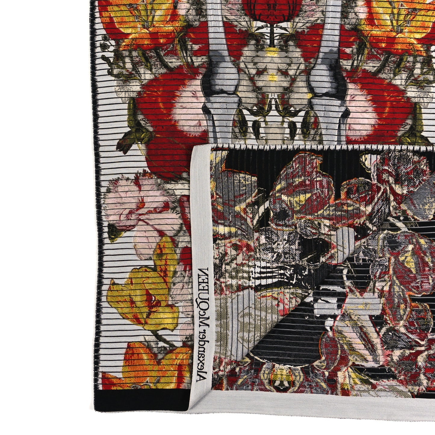 Wool Silk Sliced Skeleton Scarf Multicolor