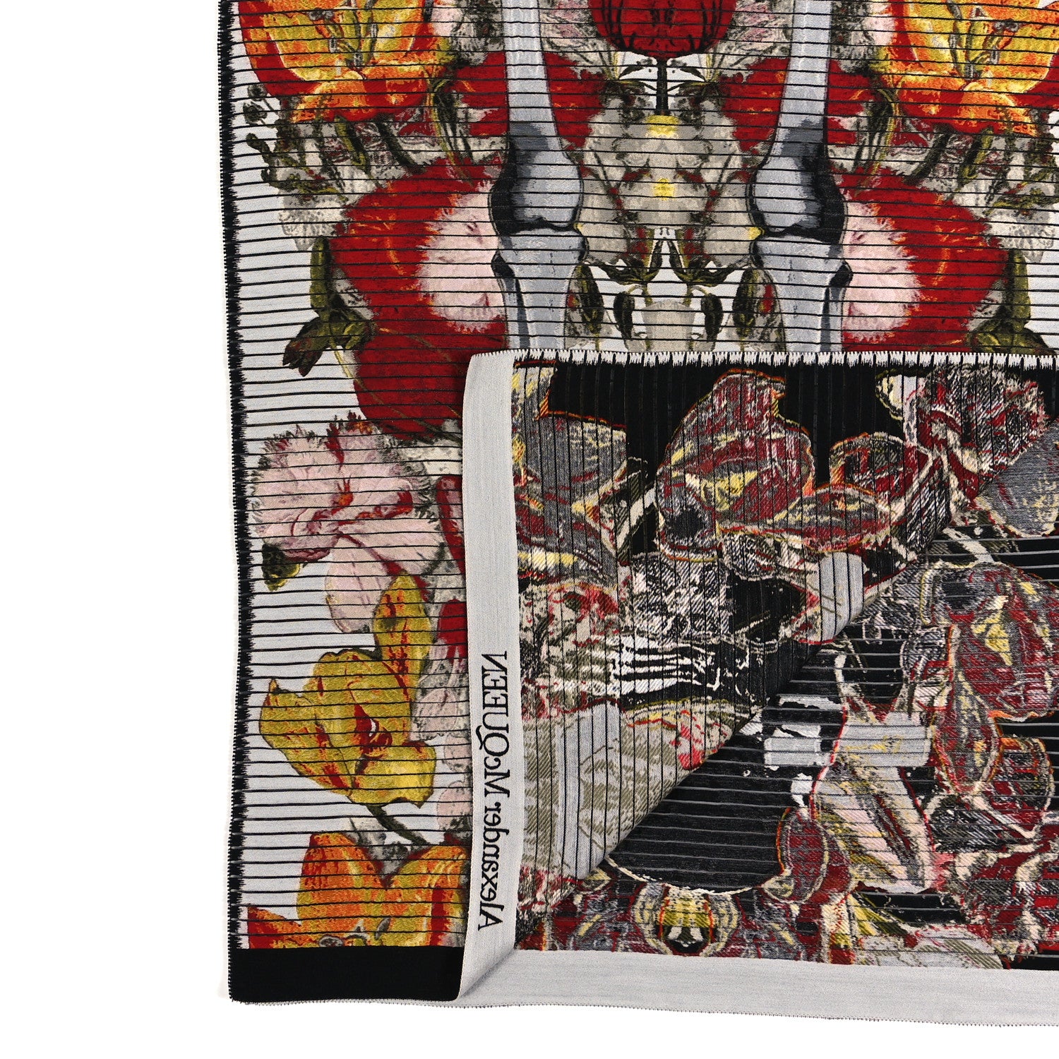 Alexander McQueen Wool Silk Sliced Skeleton Scarf Multicolor 3 of 3