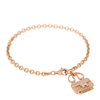 Hermes 18K Rose Gold Diamond Constance Amulettes Pave Bracelet ST 1 of 3