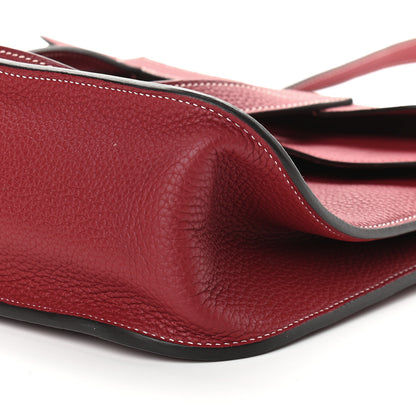 Hermes Taurillon Clemence Halzan 31 GM Rouge Grenat 10 of 10