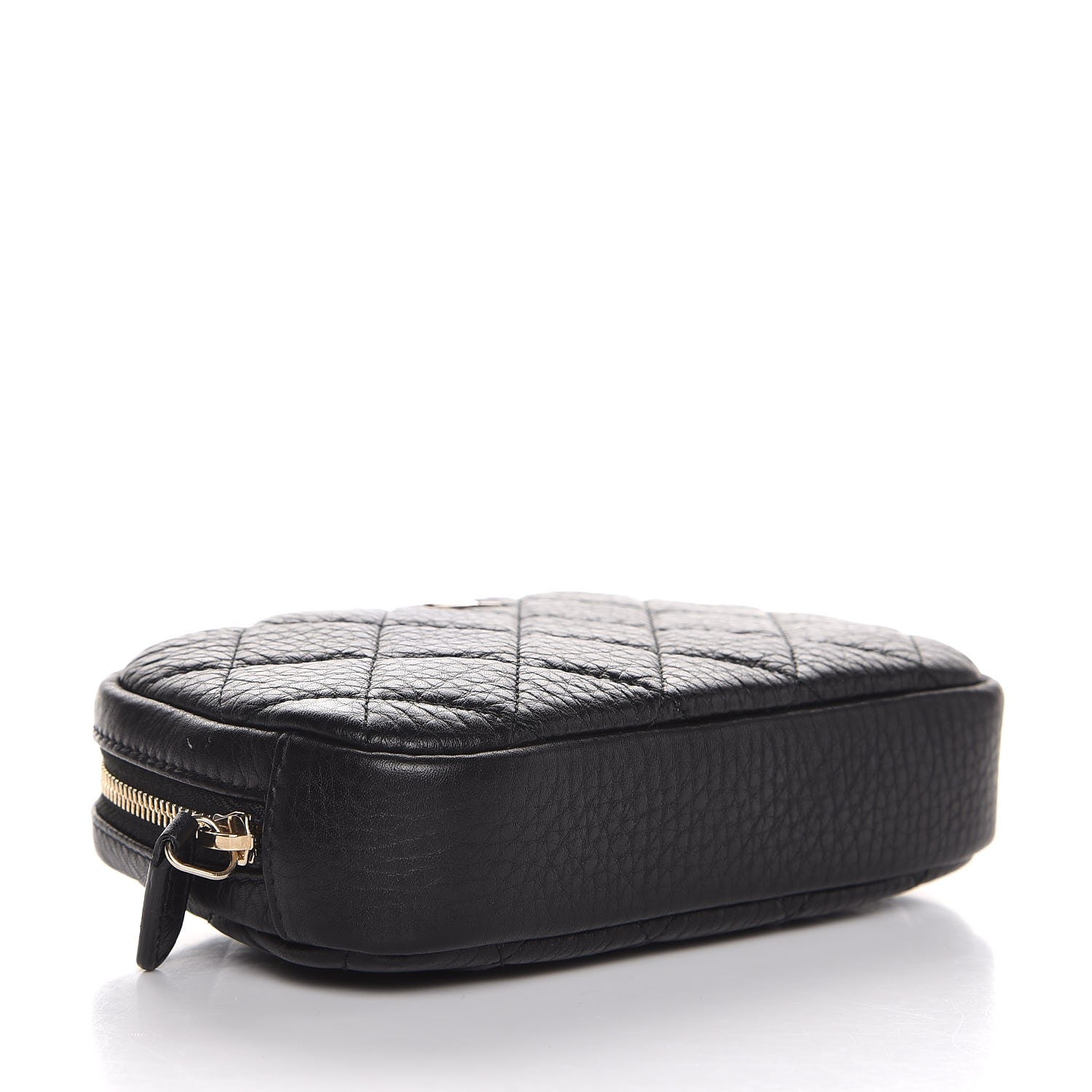 Chanel Grained Calfskin Quilted Small Curvy Pouch Cosmetic Case Black 4 of 7