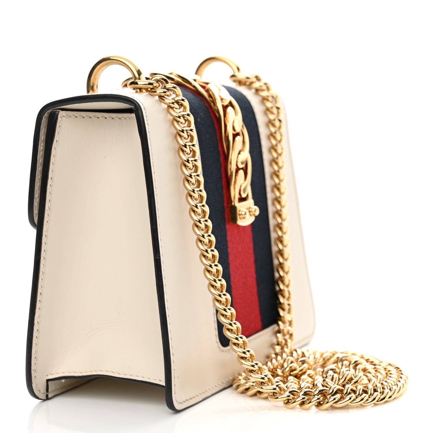 Gucci Calfskin Mini Sylvie Chain Shoulder Bag White 3 of 13
