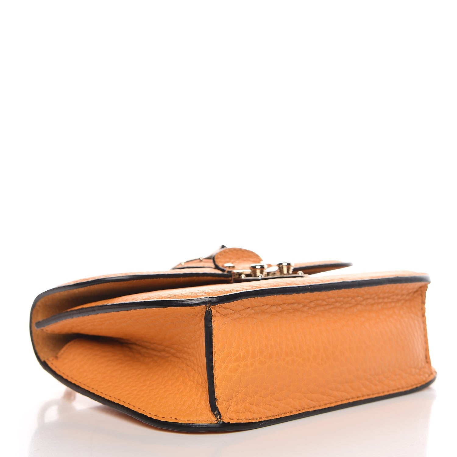 Valentino Garavani Pebbled Calfskin Small Glam Lock Rockstud Flap Mandarin Sorbet 6 of 10