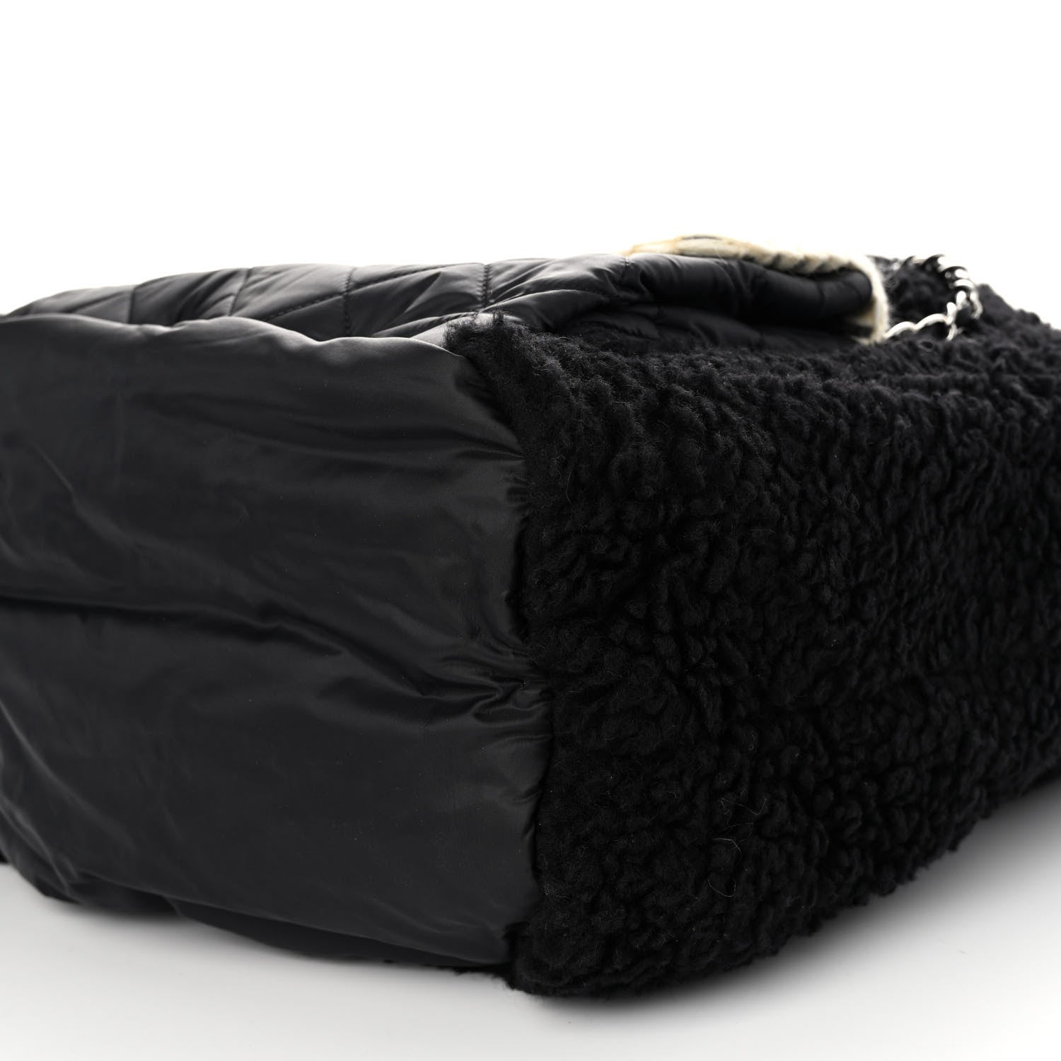Chanel Wool Nylon Quilted Coco Neige Tote Black 9 of 9