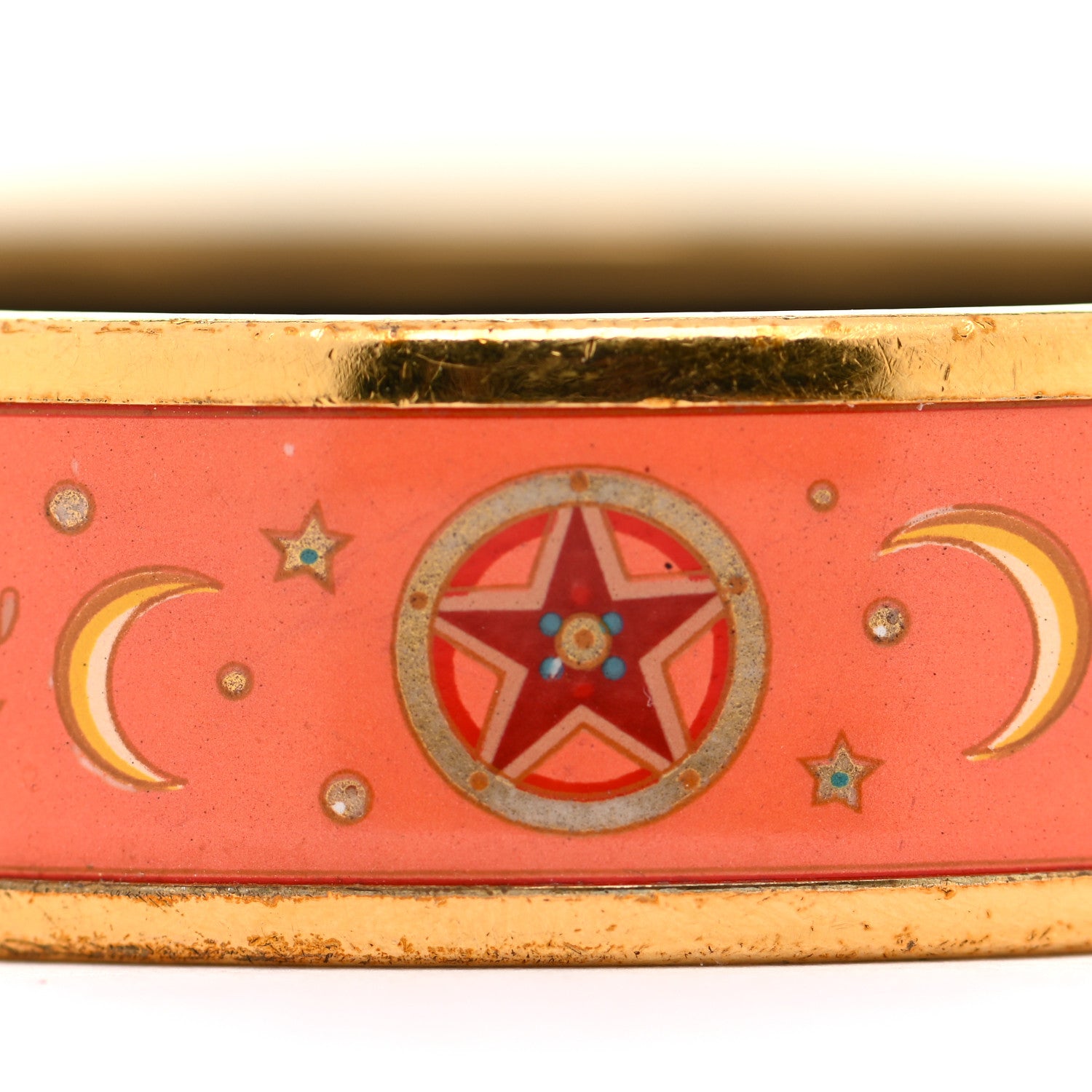 Hermes Enamel Printed Wide Moon Stars Bracelet 70 6 of 7