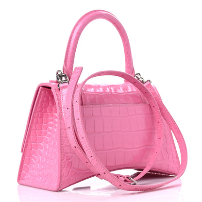 Balenciaga Shiny Calfskin Crocodile Embossed Small Hourglass Top Handle Bag Baby Pink 3 of 13