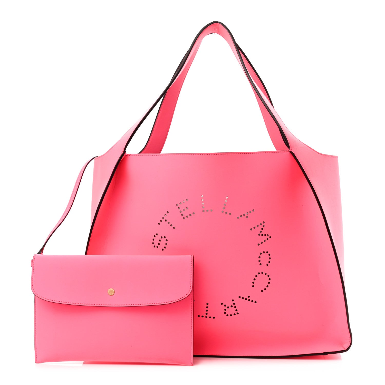Stella McCartney Eco Alter Nappa East West Perforated Tote Fluorescent Pink 1 of 11