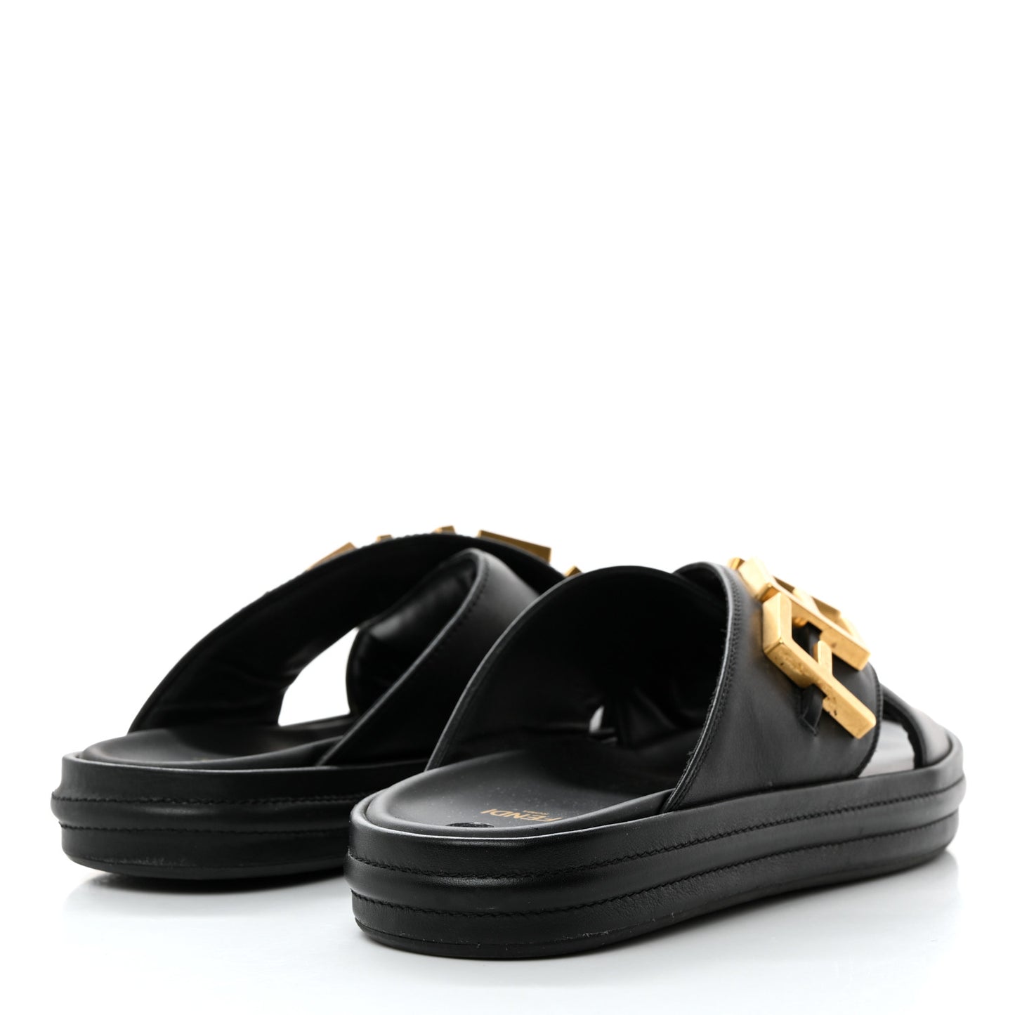 Vitello Womens Fendigraphy Slide Sandals 38.5 Black