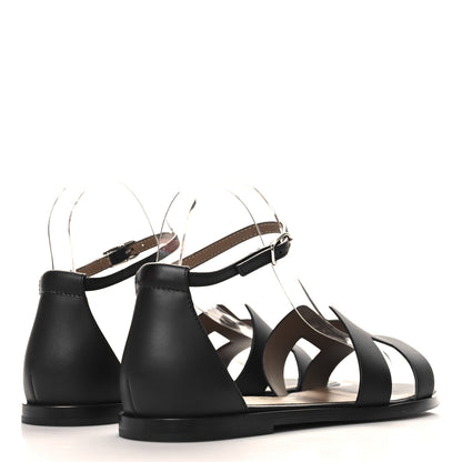 Hermes Calfskin Santorini Sandals 38.5 Black 5 of 10