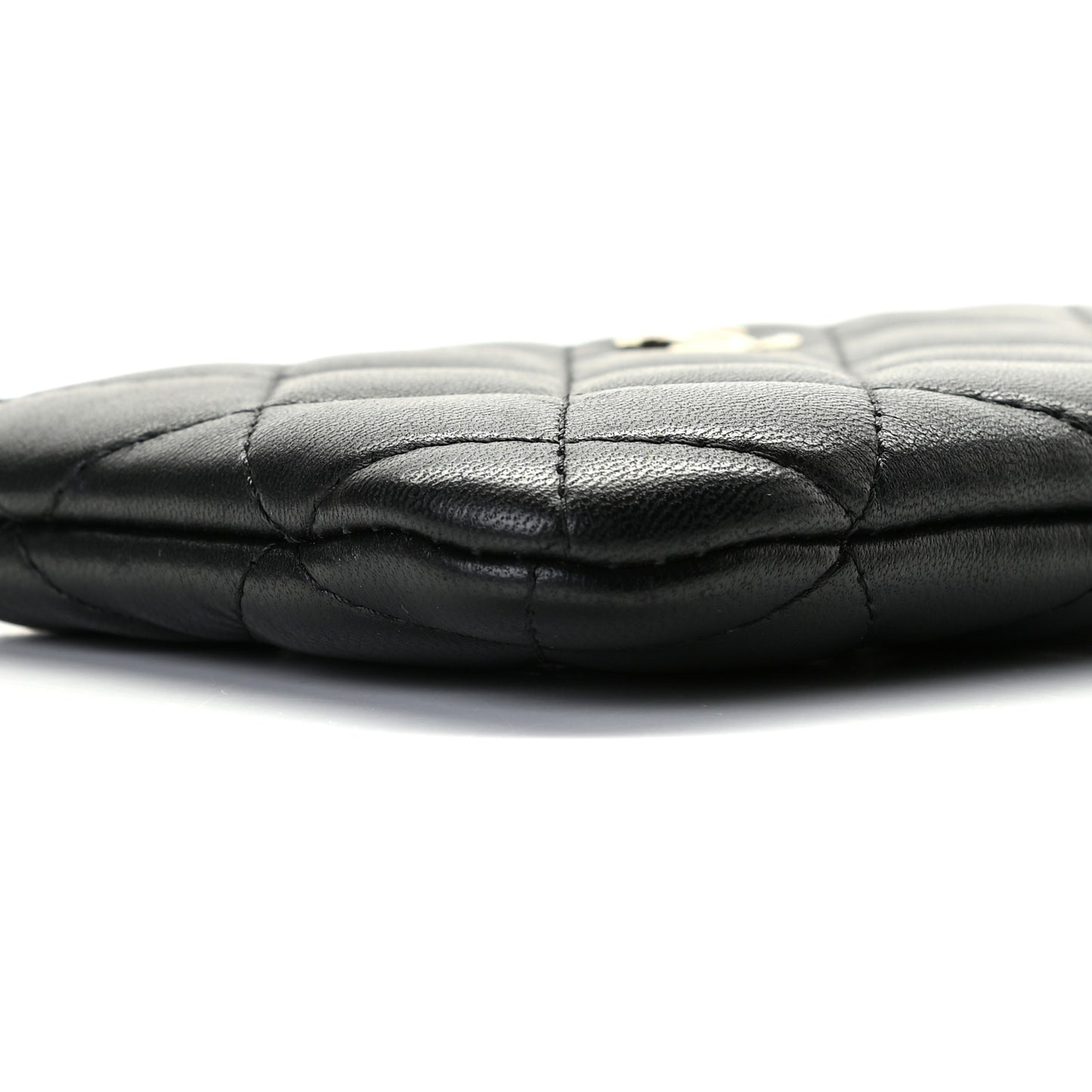 Lambskin Quilted Small Cosmetic Case Black
