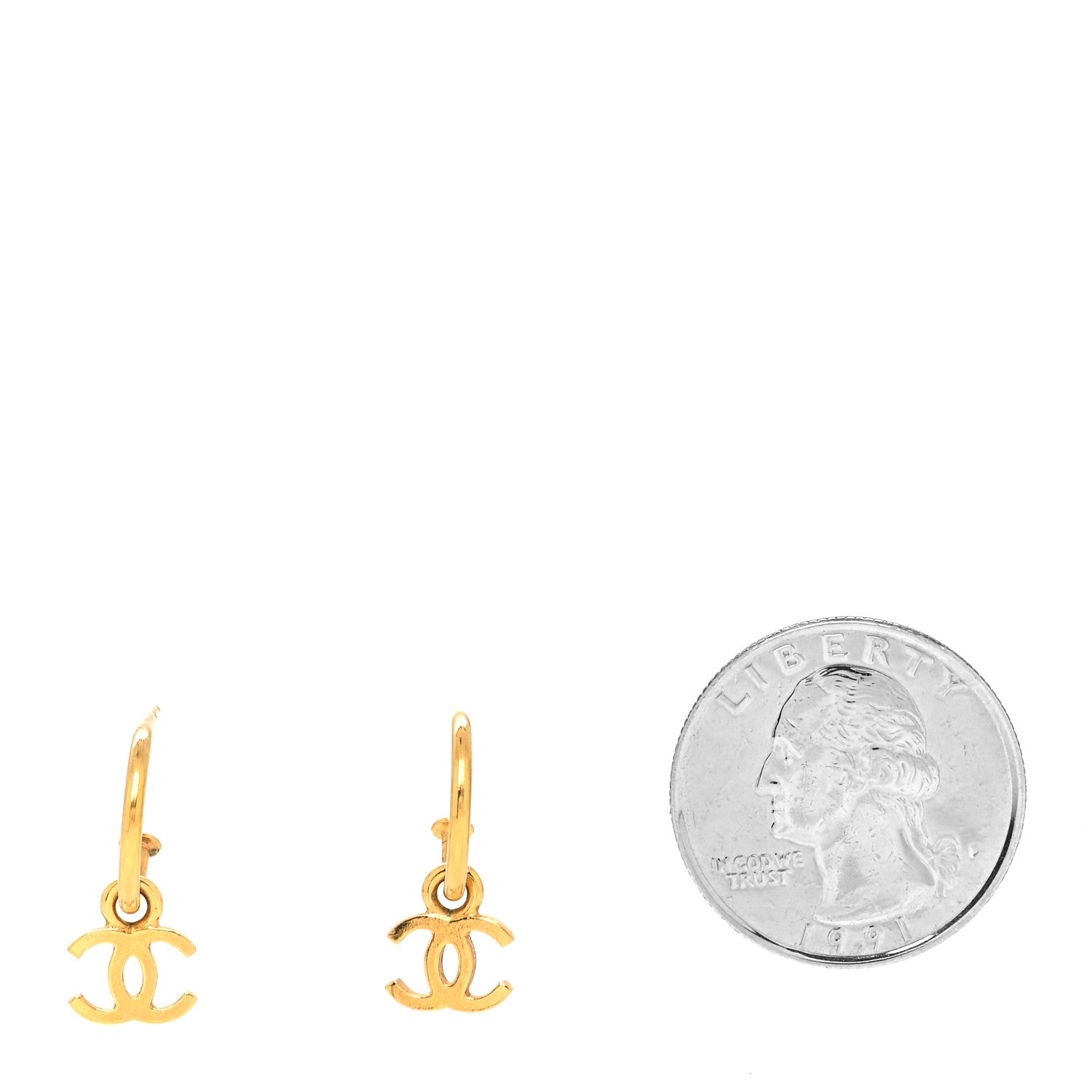 Chanel Metal Drop CC Earrings Gold 2 of 4