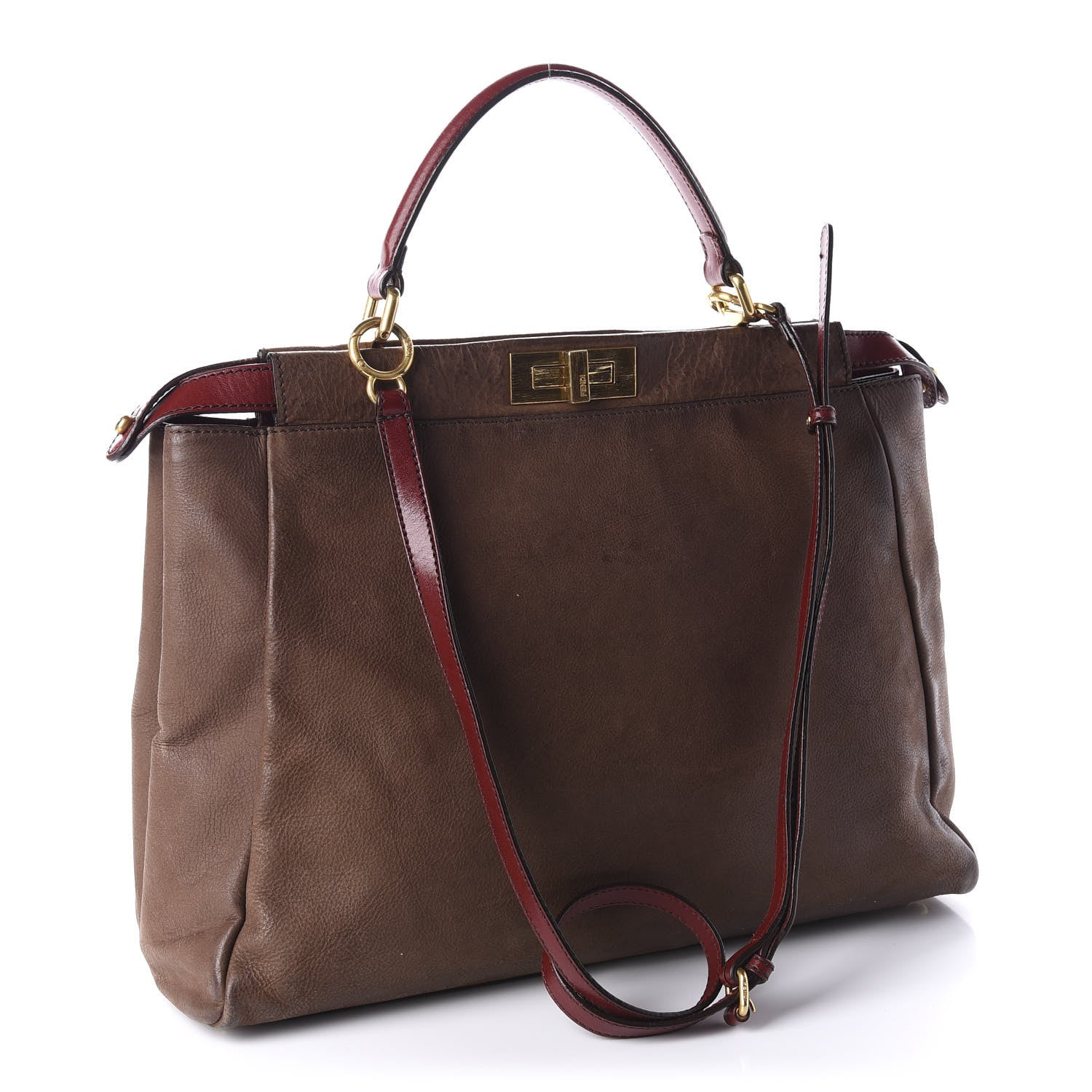 Fendi Buffalo Vitello Large Peekaboo Iconic Satchel Moro Granada 3 of 12