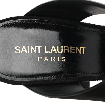 Saint Laurent Suede Oak Mule Sandals 37 Black 7 of 9