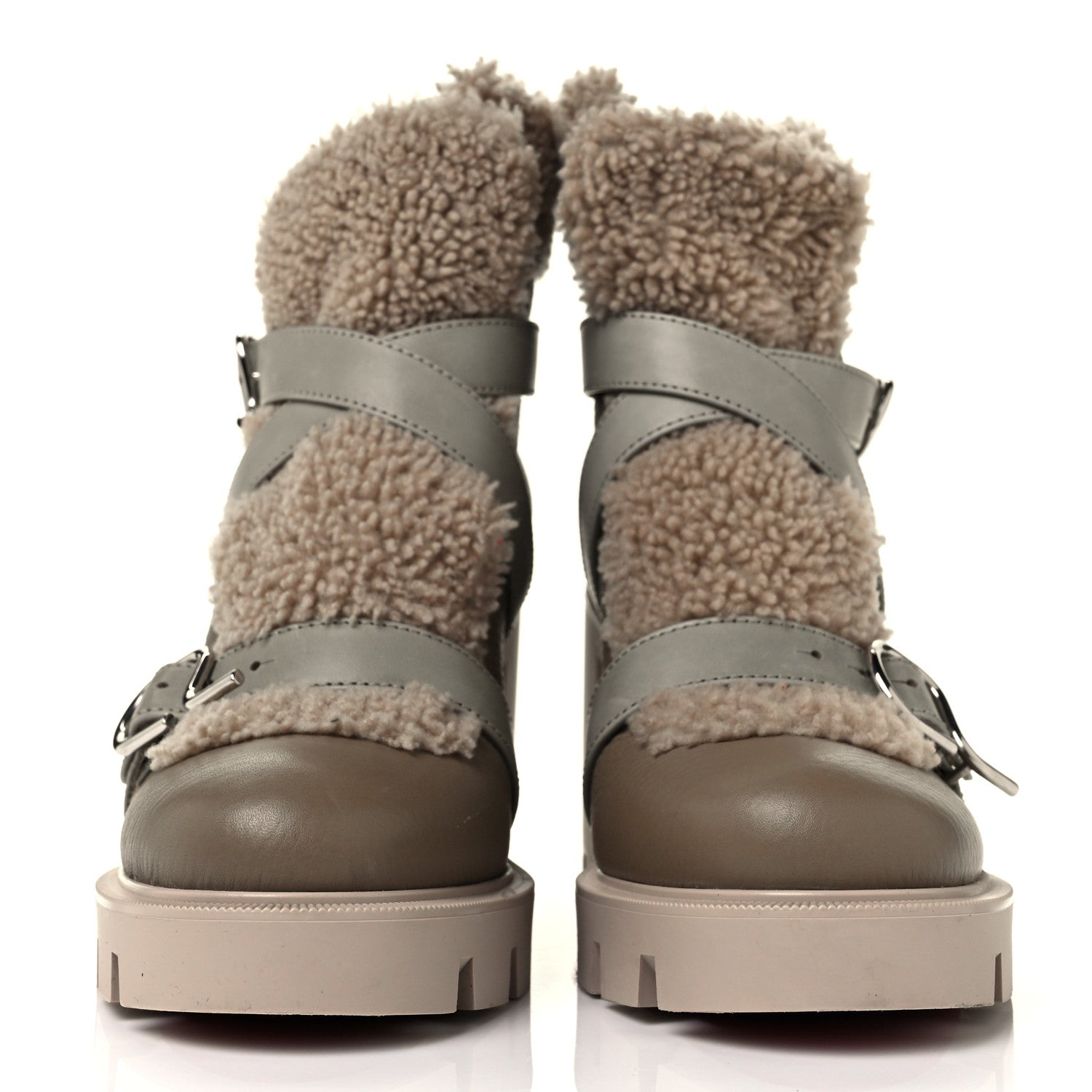Christian Louboutin Calfskin Shearling Pole Chic 70 Booties 40.5 Champignon 2 of 9