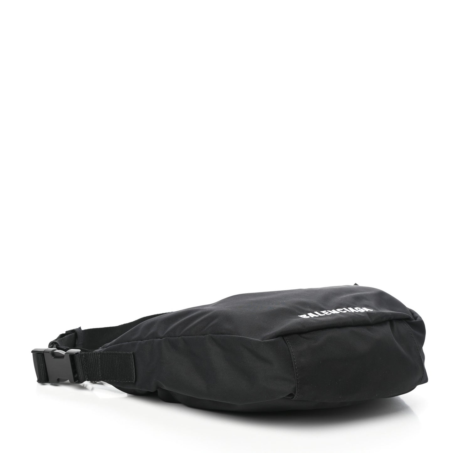 Recycled Sport Nylon Logo Embroidered Large Wheel Sling Bag Black White