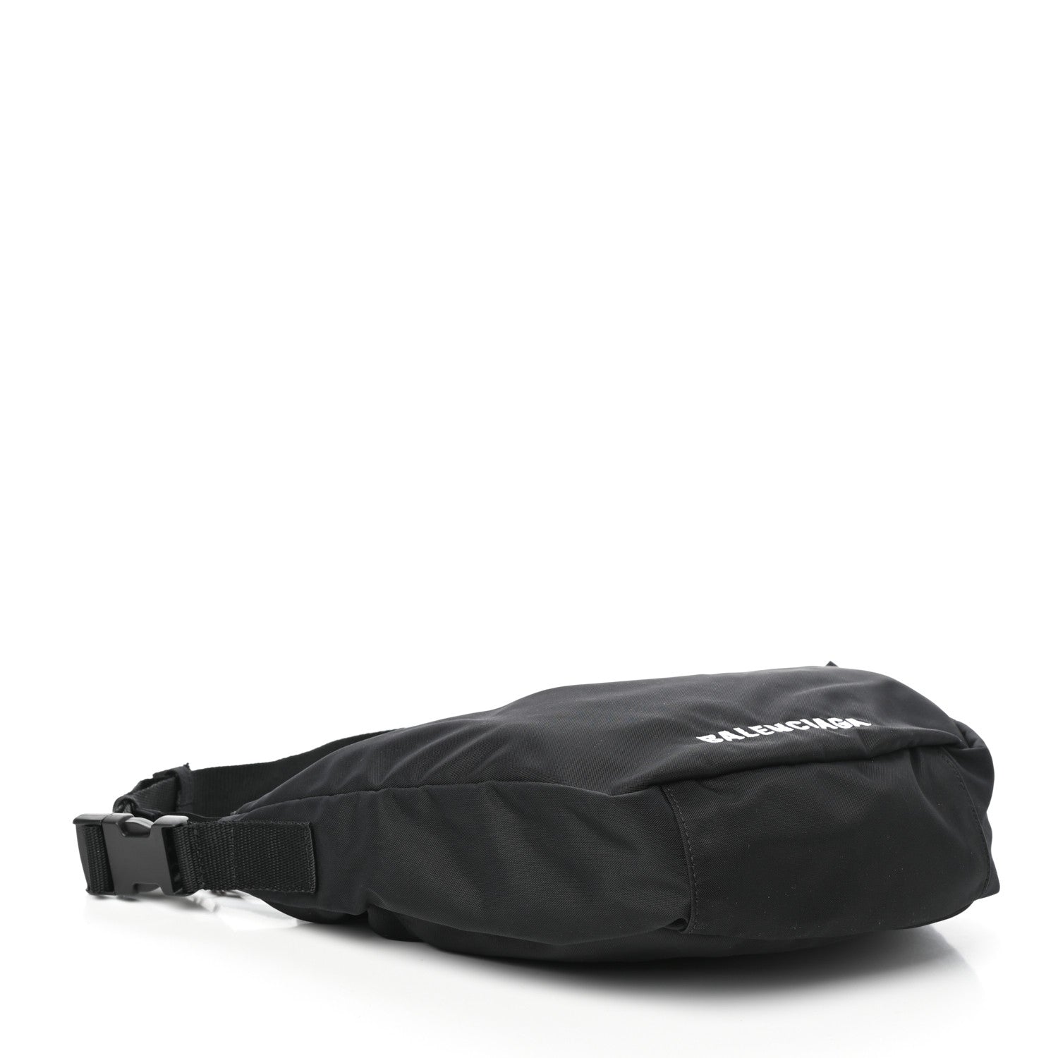 Balenciaga Recycled Sport Nylon Logo Embroidered Large Wheel Sling Bag Black White 4 of 9