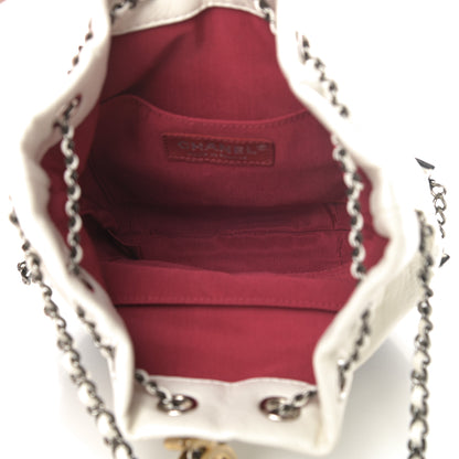 Chanel Aged Calfskin Quilted Small Gabrielle Bucket White Black 5 of 10