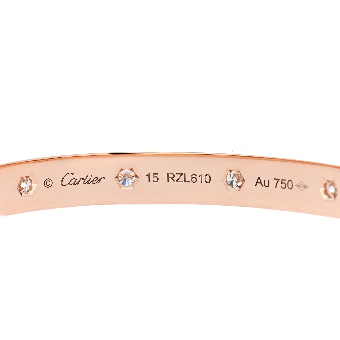 18K Pink Gold 10 Diamond LOVE Bracelet 15
