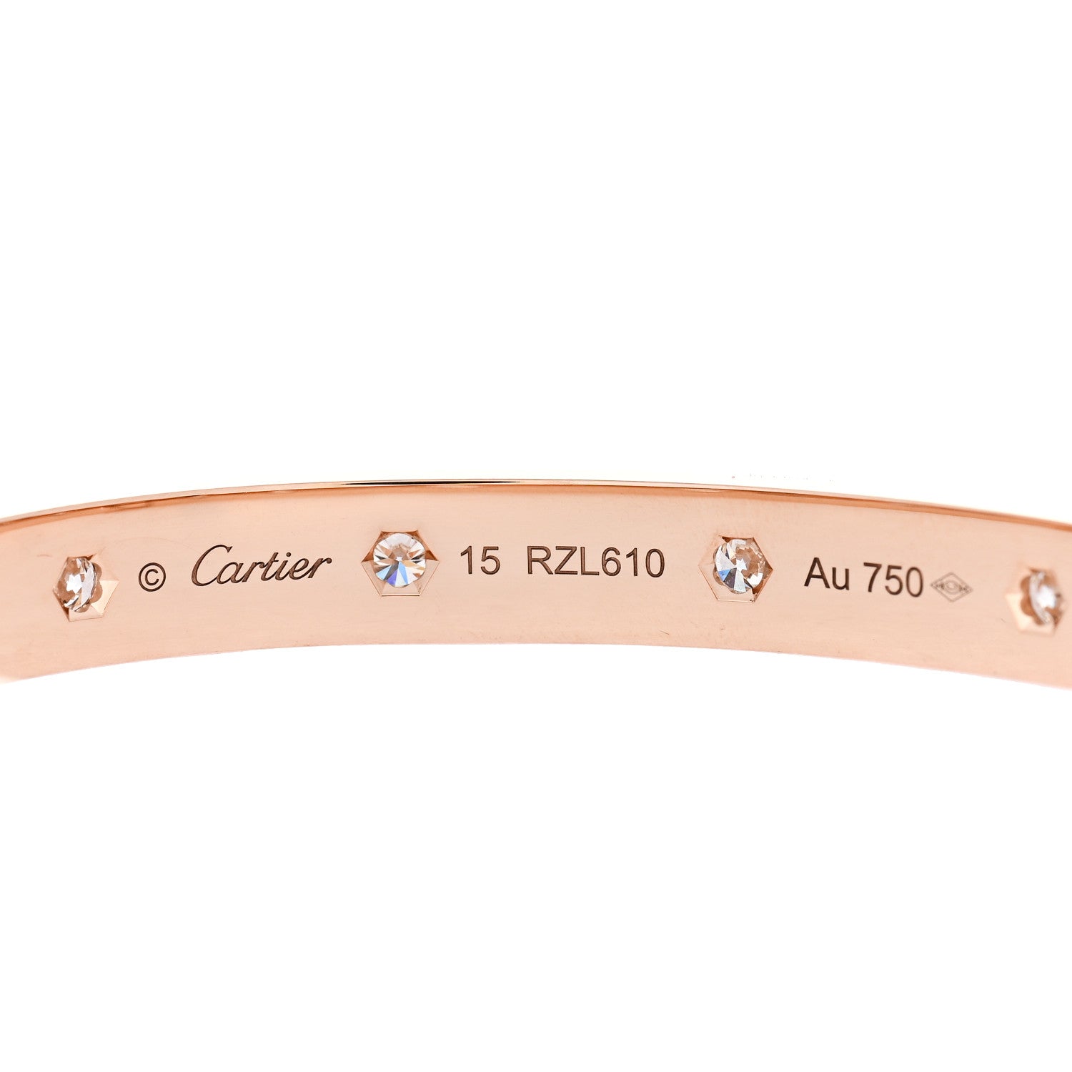 Cartier 18K Pink Gold 10 Diamond LOVE Bracelet 15 4 of 7