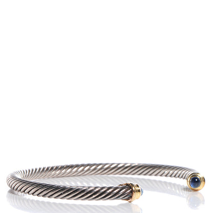 David Yurman Sterling Silver and 14k Yellow Gold 4mm Cable Kids Classic Cuff Sapphire 4 of 6