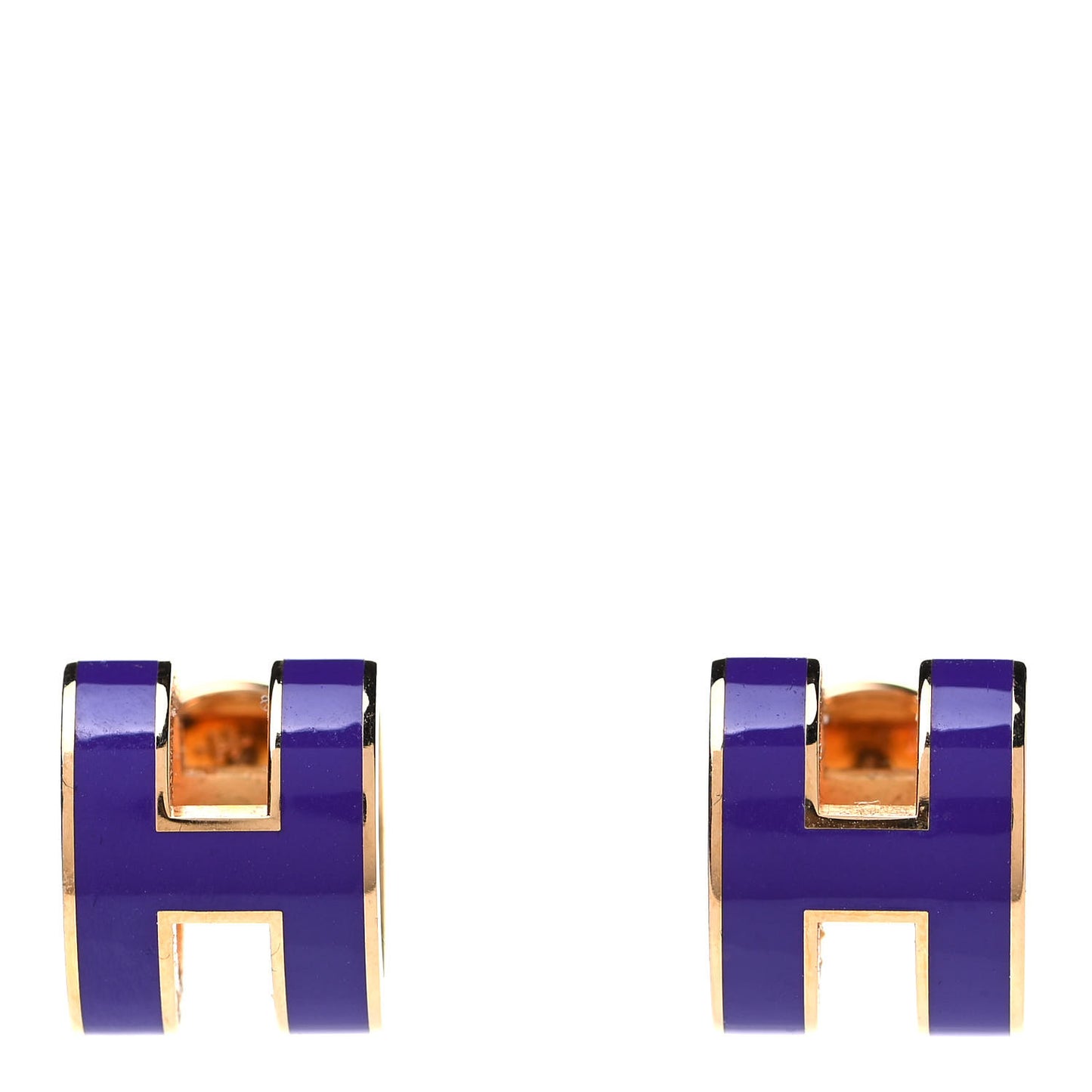 Gold Lacquered Pop H Earrings Pourpre