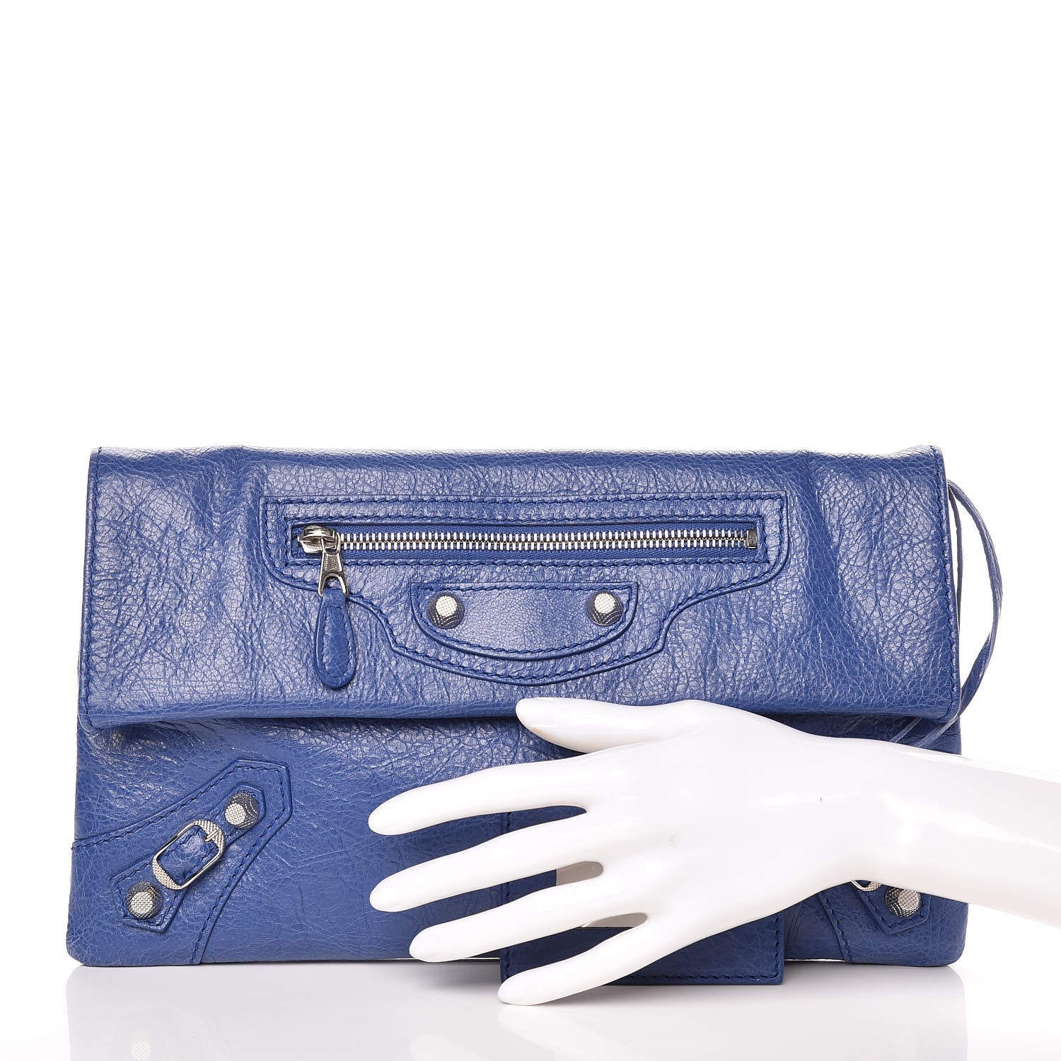 Balenciaga Agneau Giant 12 Silver Hardware Envelope Clutch Bleuette 2 of 12
