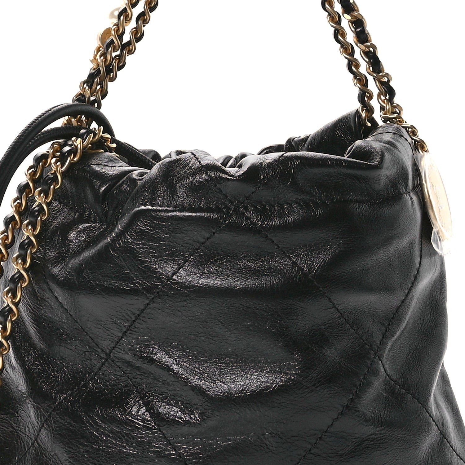 Chanel Shiny Crumpled Calfskin Quilted Pearl Mini Chanel 22 Black 8 of 10