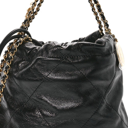 Chanel Shiny Crumpled Calfskin Quilted Pearl Mini Chanel 22 Black 8 of 10