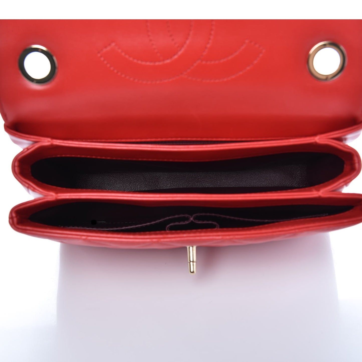 Lambskin Quilted Small Trendy CC Dual Handle Bag Red