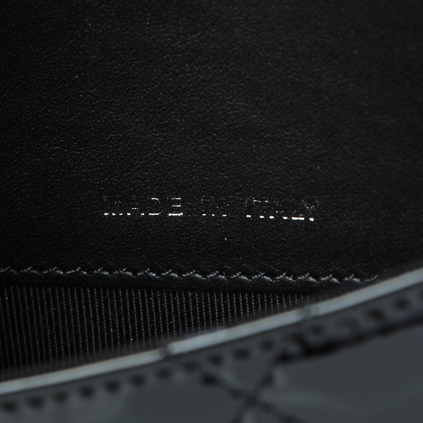Patent Calfskin Quilted Small Flap Wallet Black