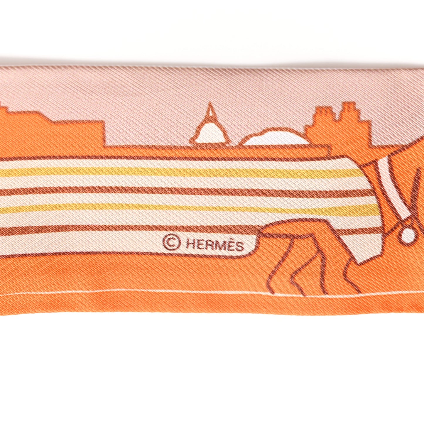Silk Les Chiens Parisiens Twilly Orange White Beige