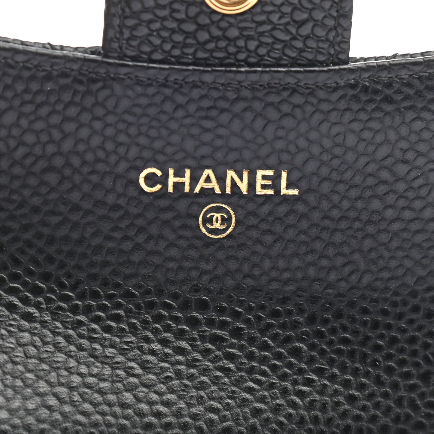Caviar Quilted Flap Card Holder Wallet Black
