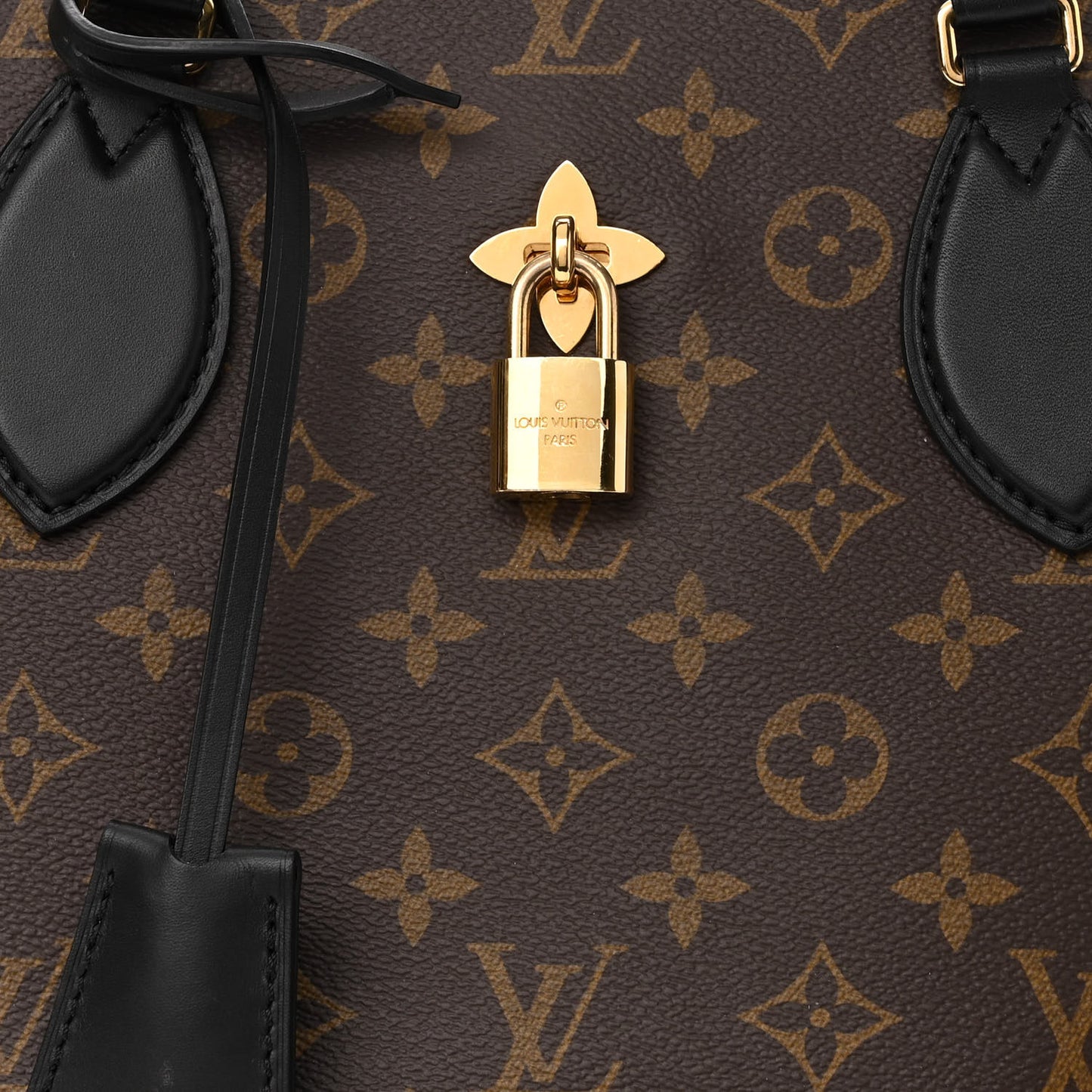 Monogram Flower Zipped Tote MM Black