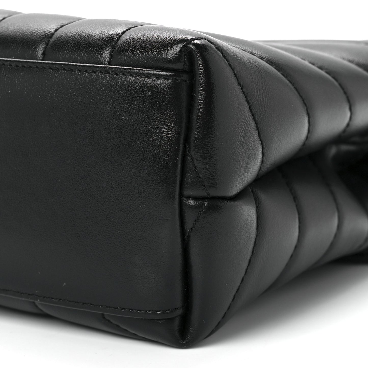 Calfskin Y Quilted Monogram Monochrome Small Loulou Chain Satchel Black