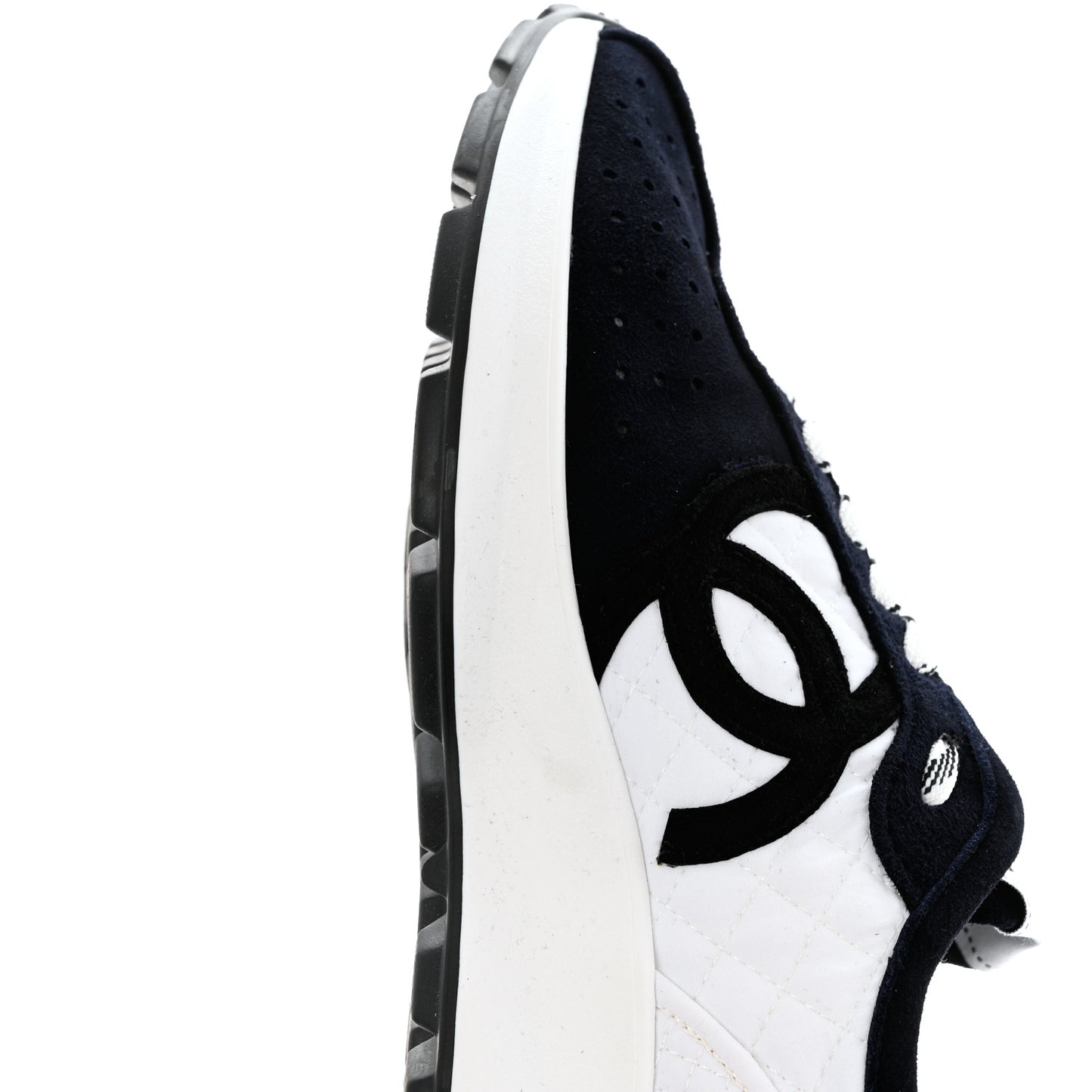 Suede Perforated Womens CC Sneakers 38.5 Navy White