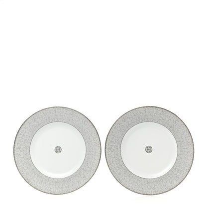 Hermes Porcelain Mosaique Au 24 Platine Presentation Plate Set of 2 1 of 7