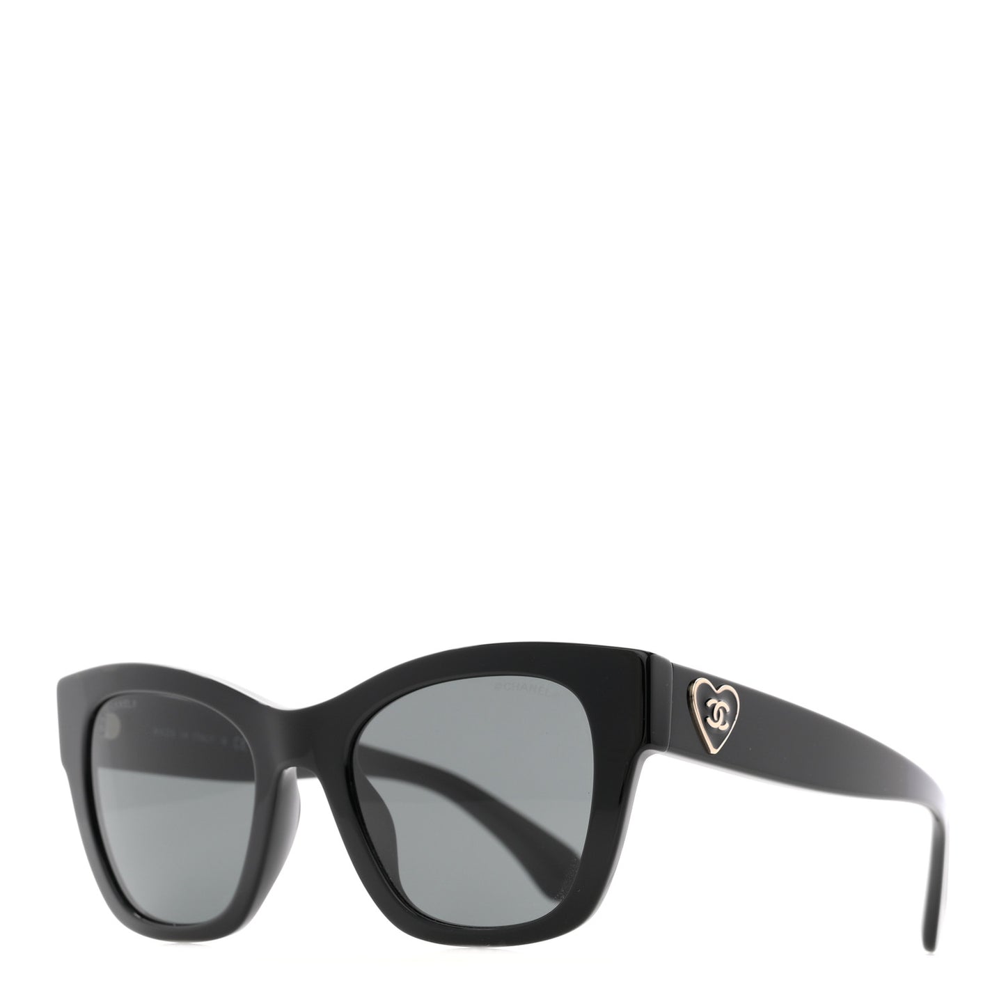 Acetate Square CC Heart Sunglasses 5478-A Black