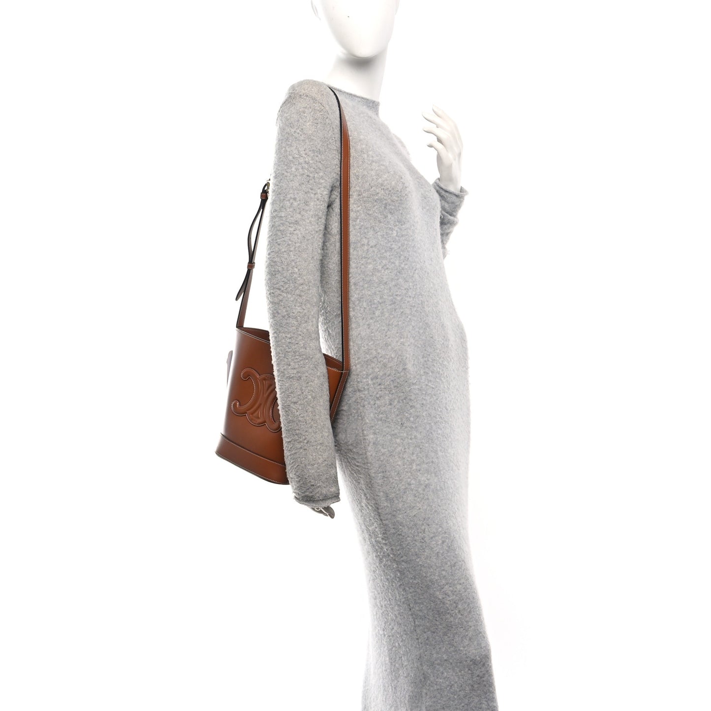 Smooth Calfskin Small Cuir Triomphe Bucket Bag Tan