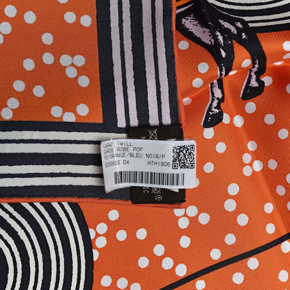 Hermes Silk Garde Robe Pop Scarf 90 Orange Bleu Noir Parme 3 of 6
