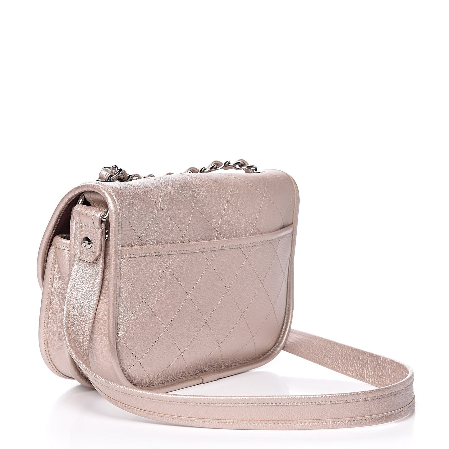 Metallic Calfskin Quilted Jungle Stroll Messenger Bag Gold