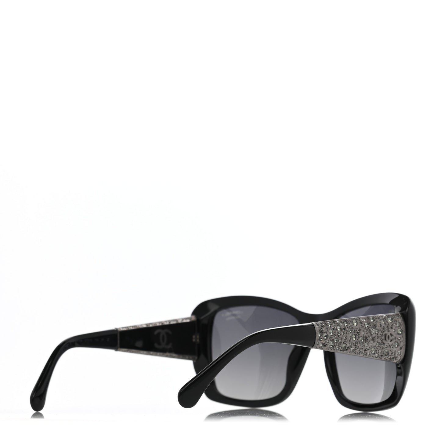 Crystal Polarized CC Square Sunglasses Black