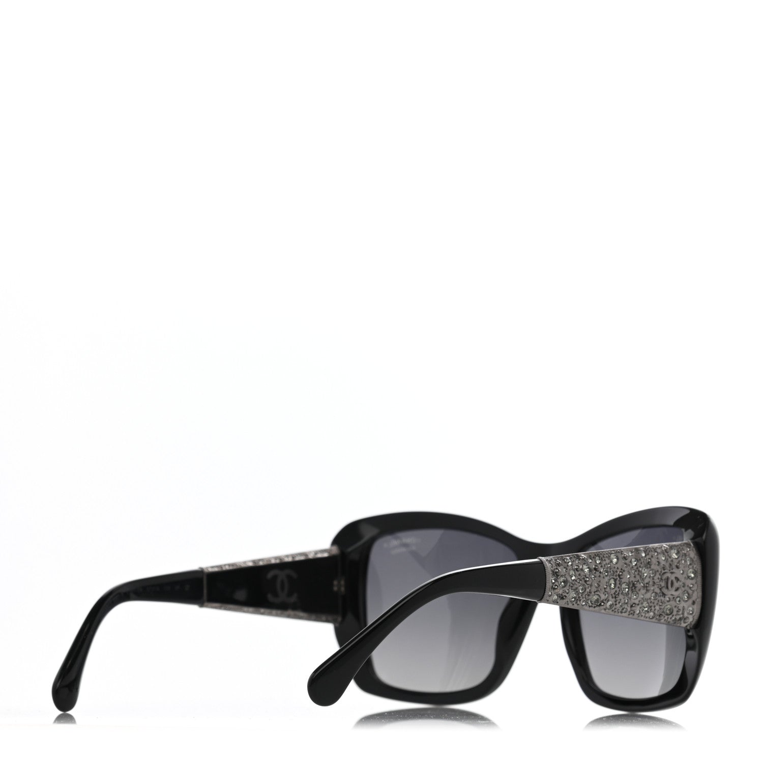 Chanel Crystal Polarized CC Square Sunglasses Black 4 of 6