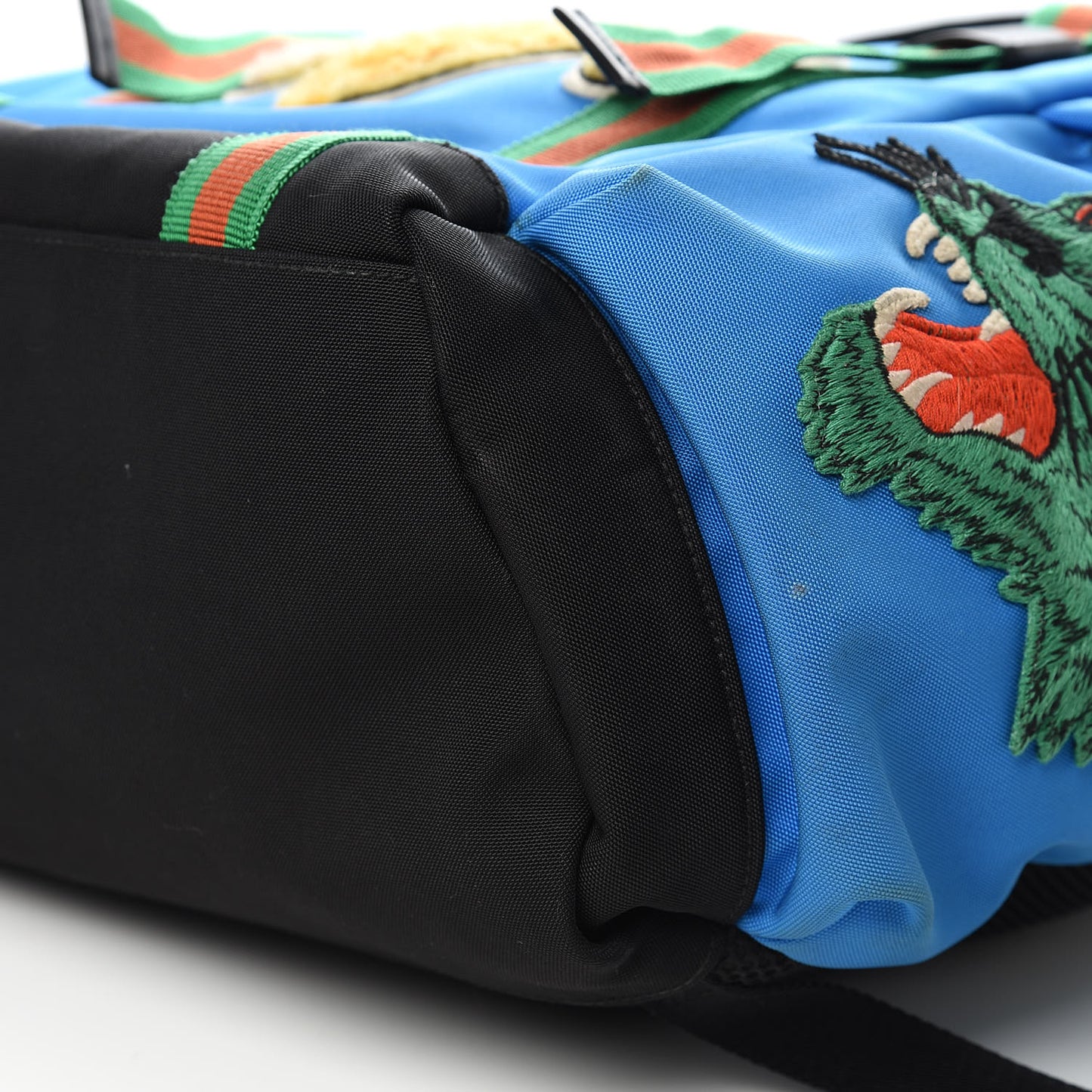 Nylon Embroidered Web Double Buckle Backpack Blue