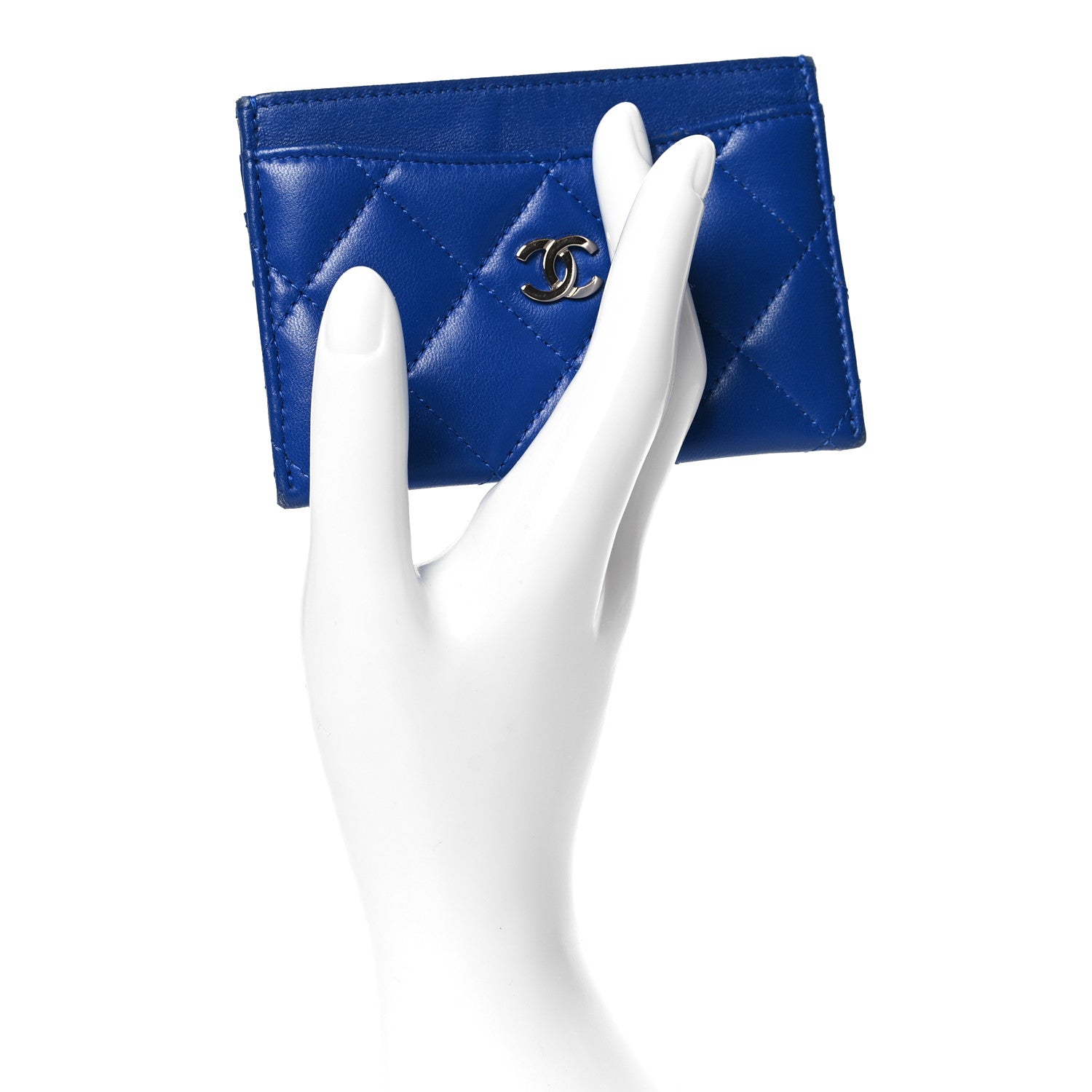 Chanel Lambskin Quilted Card Holder Blue 2 of 8
