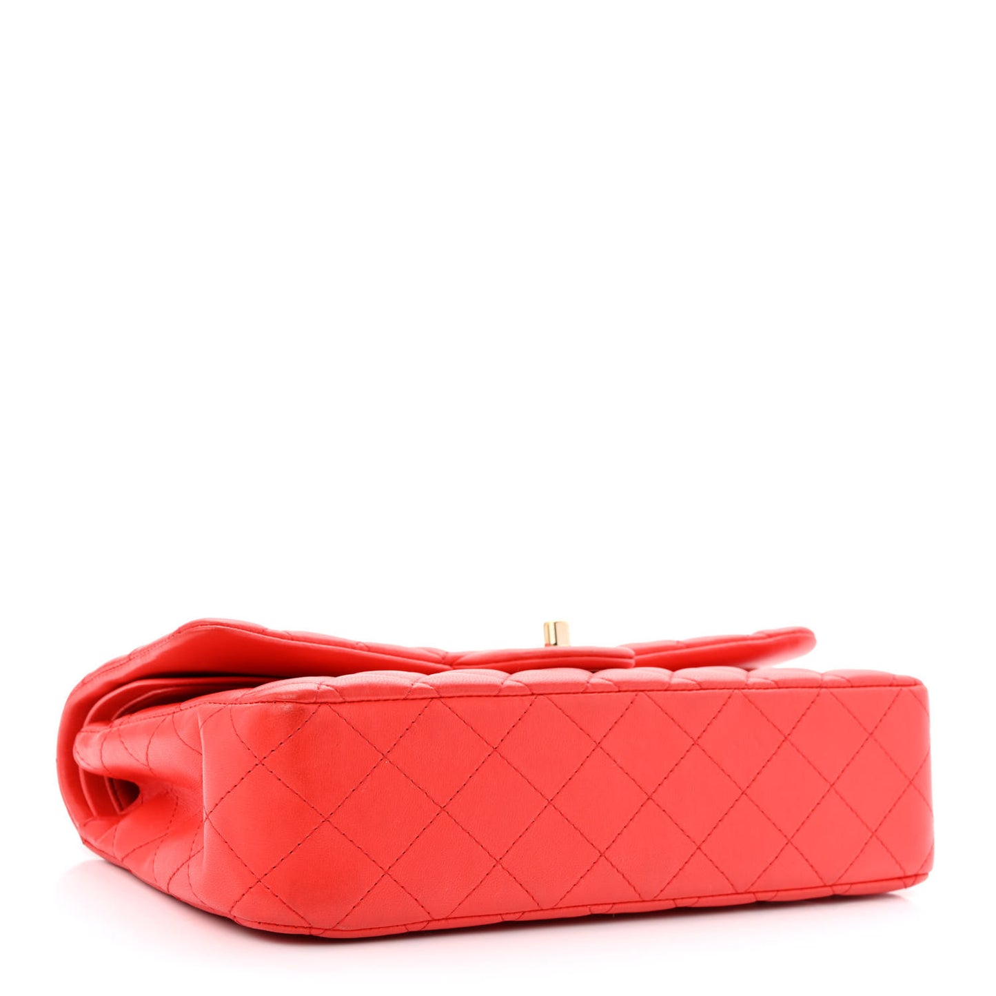 Lambskin Quilted Medium Double Flap Red